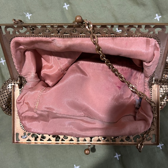 Whiting and Davis Gold mesh metal purse handbag vintage - Picture 4 of 11